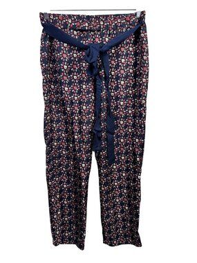 Raquel Allegra 100% Silk Pants Belt Women Size 2 Blue red Lightweight Luxury